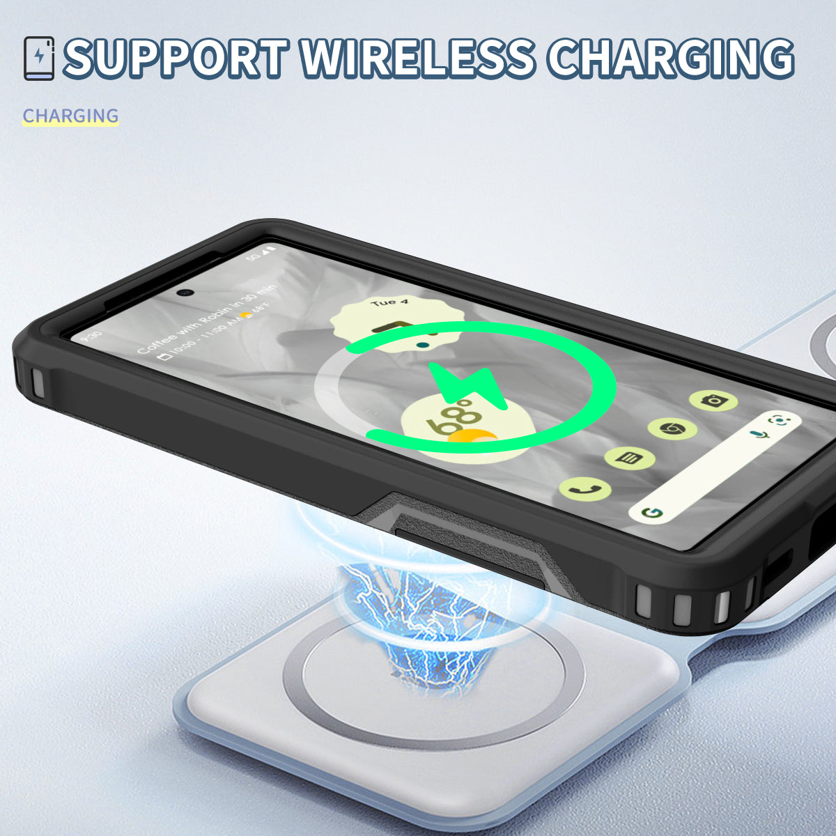 For Google Pixel 7a Rugged Hybrid  Hard PC Soft TPU Phone Case Non-Slip Protective Cover