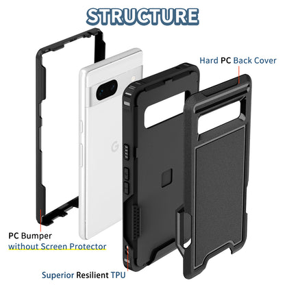 For Google Pixel 7a Rugged Hybrid  Hard PC Soft TPU Phone Case Non-Slip Protective Cover