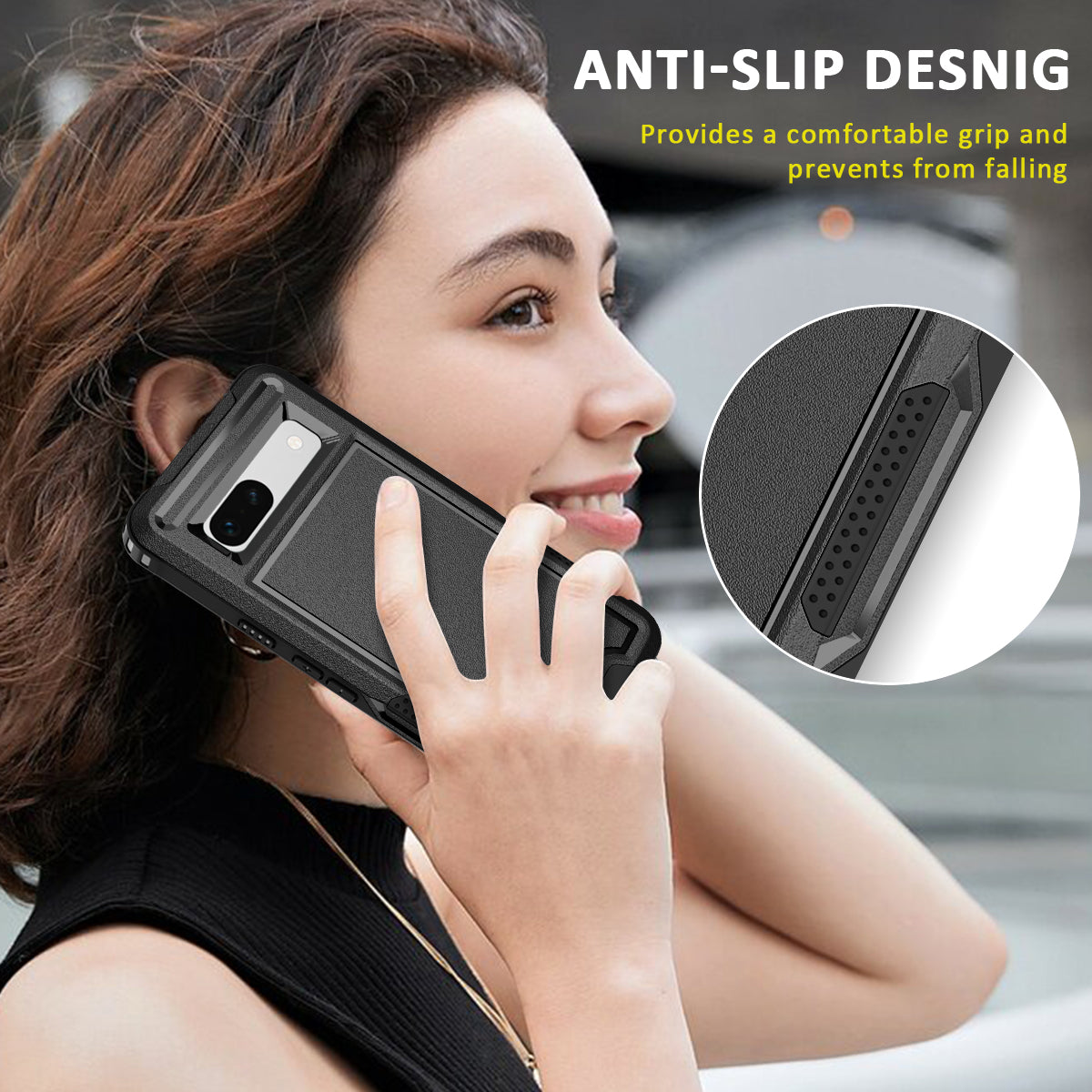 For Google Pixel 7a Rugged Hybrid  Hard PC Soft TPU Phone Case Non-Slip Protective Cover