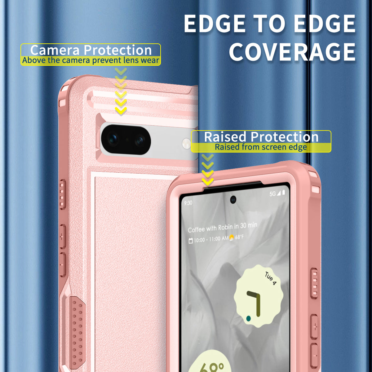 For Google Pixel 7a Rugged Hybrid  Hard PC Soft TPU Phone Case Non-Slip Protective Cover