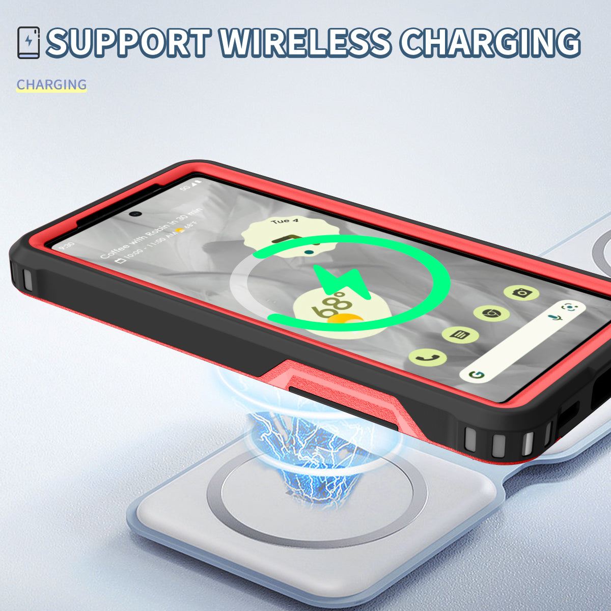 For Google Pixel 7a Rugged Hybrid  Hard PC Soft TPU Phone Case Non-Slip Protective Cover