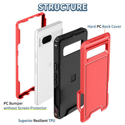 For Google Pixel 7a Rugged Hybrid  Hard PC Soft TPU Phone Case Non-Slip Protective Cover