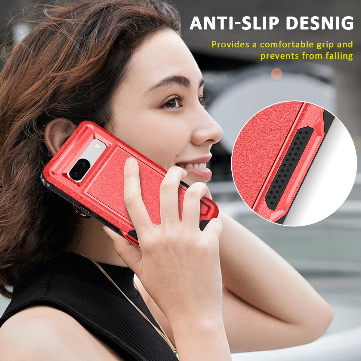 For Google Pixel 7a Rugged Hybrid  Hard PC Soft TPU Phone Case Non-Slip Protective Cover