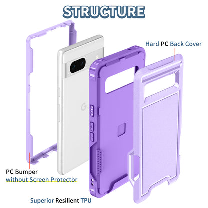 For Google Pixel 7a Rugged Hybrid  Hard PC Soft TPU Phone Case Non-Slip Protective Cover