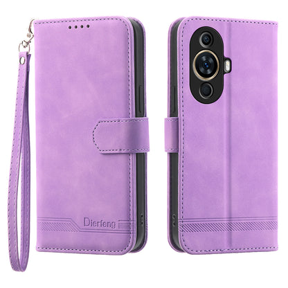 DIERFENG DF-03 Phone Case for Huawei nova 11 , Lines Imprinted Leather Wallet Flip Stand Cover