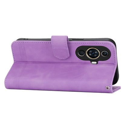 DIERFENG DF-03 Phone Case for Huawei nova 11 , Lines Imprinted Leather Wallet Flip Stand Cover