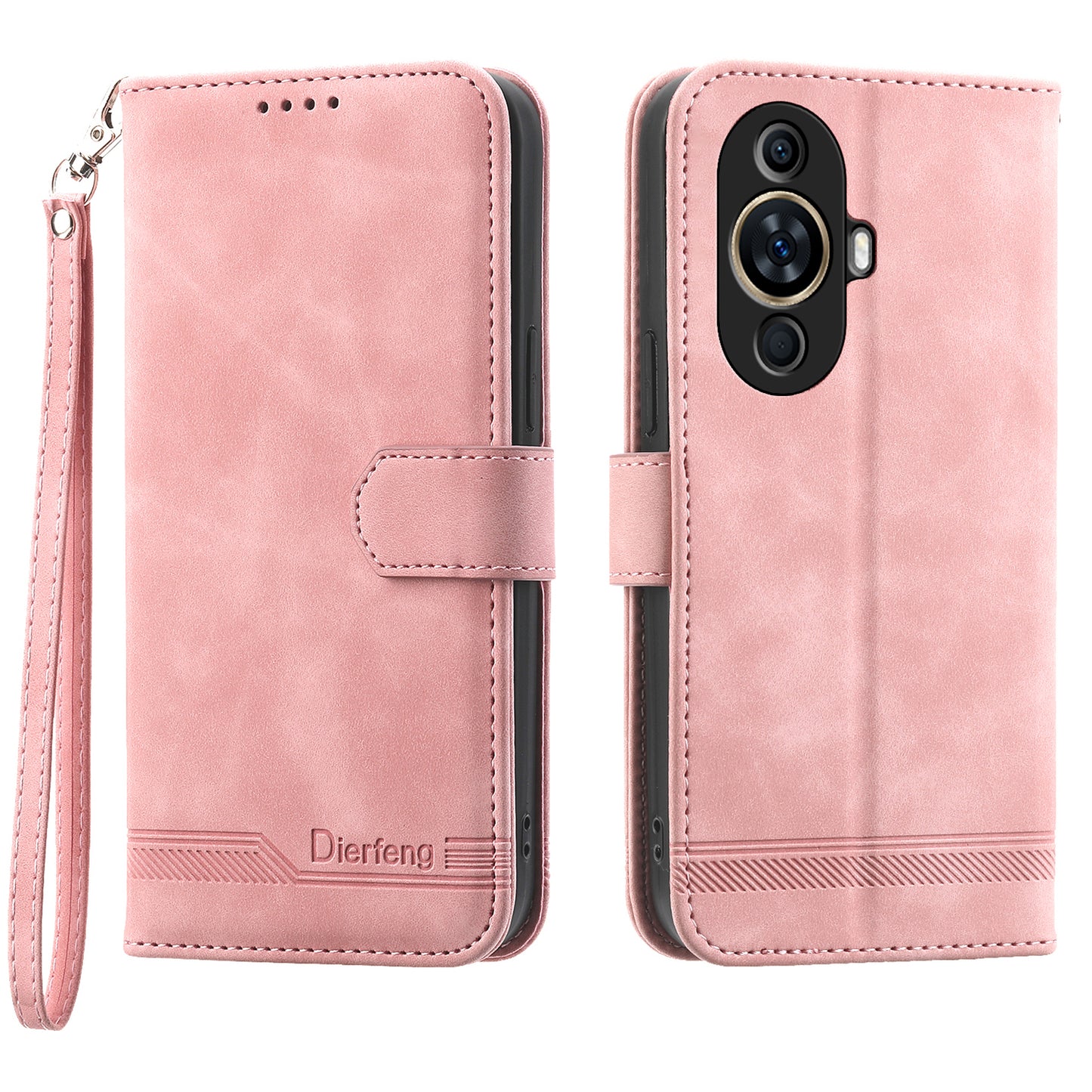 DIERFENG DF-03 Phone Case for Huawei nova 11 , Lines Imprinted Leather Wallet Flip Stand Cover