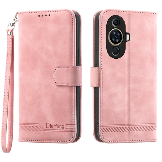 DIERFENG DF-03 Phone Case for Huawei nova 11 , Lines Imprinted Leather Wallet Flip Stand Cover