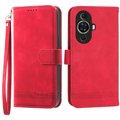 DIERFENG DF-03 Phone Case for Huawei nova 11 , Lines Imprinted Leather Wallet Flip Stand Cover