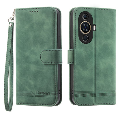 DIERFENG DF-03 Phone Case for Huawei nova 11 , Lines Imprinted Leather Wallet Flip Stand Cover