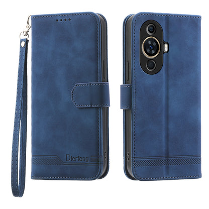 DIERFENG DF-03 Phone Case for Huawei nova 11 , Lines Imprinted Leather Wallet Flip Stand Cover