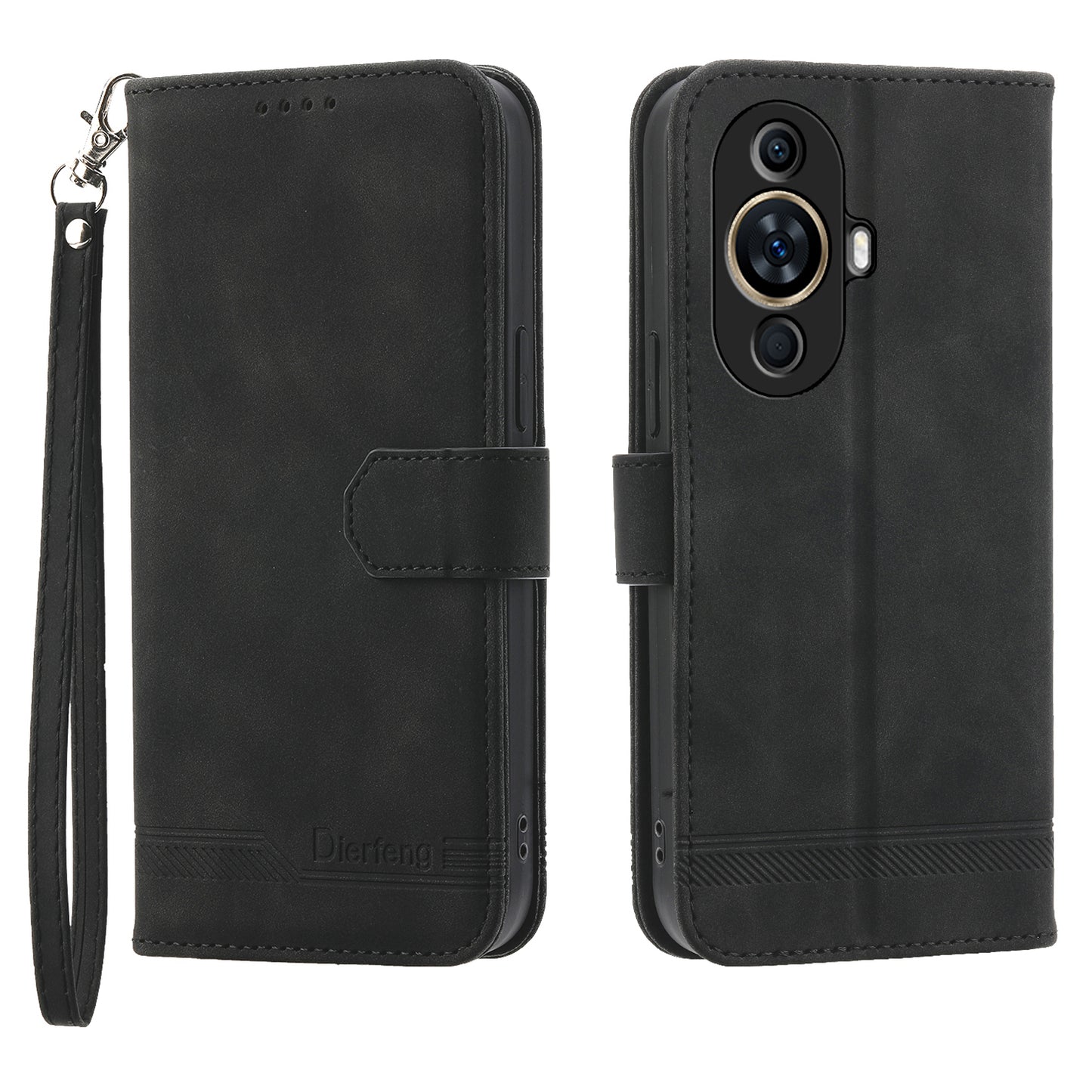 DIERFENG DF-03 Phone Case for Huawei nova 11 , Lines Imprinted Leather Wallet Flip Stand Cover