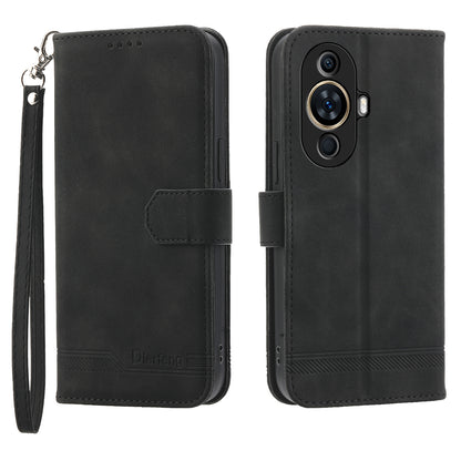 DIERFENG DF-03 Phone Case for Huawei nova 11 , Lines Imprinted Leather Wallet Flip Stand Cover