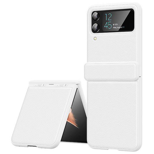 For Samsung Galaxy Z Flip3 5G Hinge Protection Phone Case Litchi Texture Cowhide Leather+PC Cover