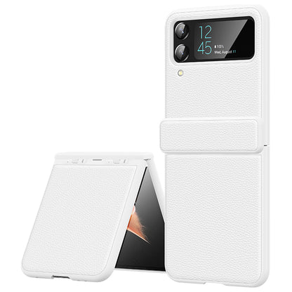 For Samsung Galaxy Z Flip3 5G Hinge Protection Phone Case Litchi Texture Cowhide Leather+PC Cover