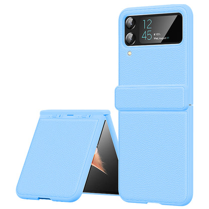 For Samsung Galaxy Z Flip3 5G Hinge Protection Phone Case Litchi Texture Cowhide Leather+PC Cover