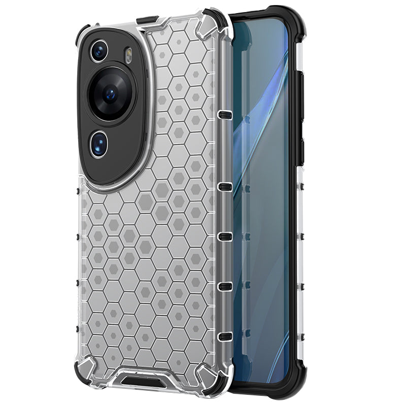 For Huawei P60 Art Anti-fingerprint Honeycomb Texture Phone Case Anti-drop TPU+PC Smartphone Cover