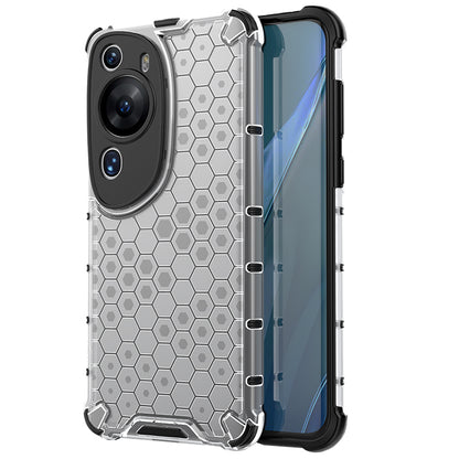 For Huawei P60 Art Anti-fingerprint Honeycomb Texture Phone Case Anti-drop TPU+PC Smartphone Cover
