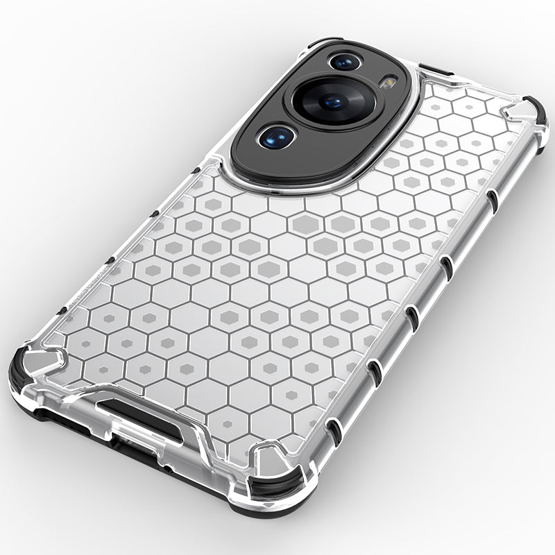 For Huawei P60 Art Anti-fingerprint Honeycomb Texture Phone Case Anti-drop TPU+PC Smartphone Cover