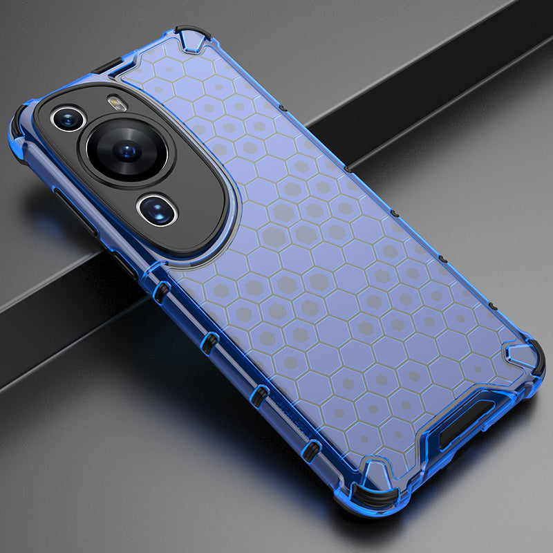 For Huawei P60 Art Anti-fingerprint Honeycomb Texture Phone Case Anti-drop TPU+PC Smartphone Cover