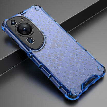 For Huawei P60 Art Anti-fingerprint Honeycomb Texture Phone Case Anti-drop TPU+PC Smartphone Cover