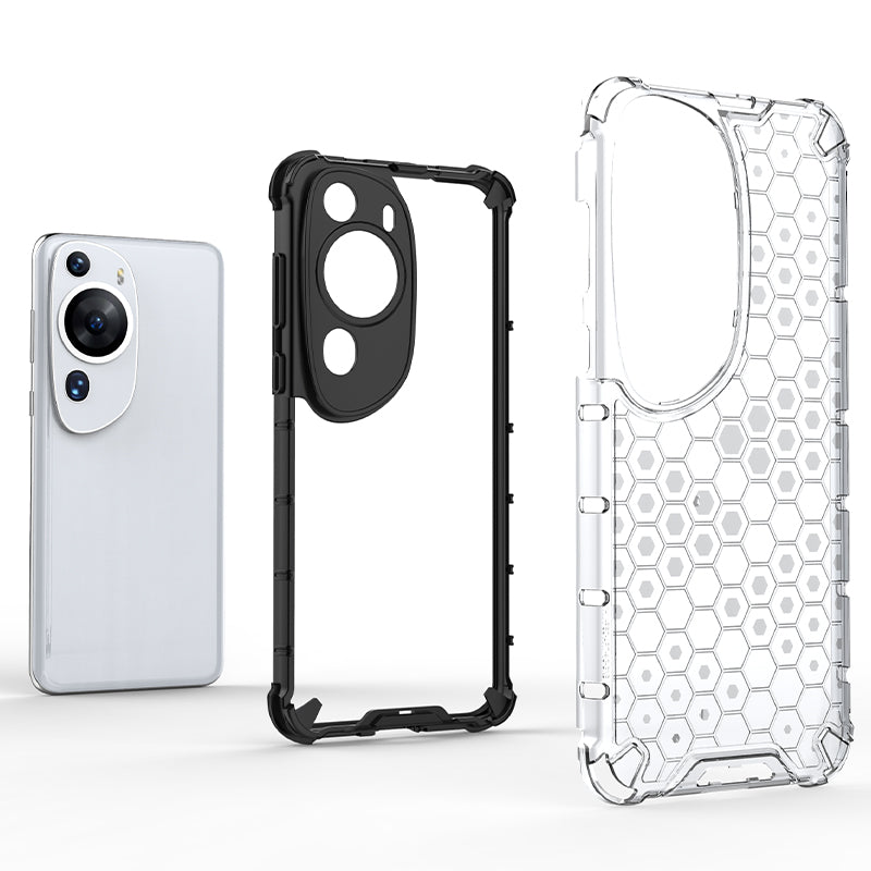 For Huawei P60 Art Anti-fingerprint Honeycomb Texture Phone Case Anti-drop TPU+PC Smartphone Cover