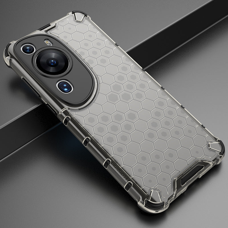 For Huawei P60 Art Anti-fingerprint Honeycomb Texture Phone Case Anti-drop TPU+PC Smartphone Cover