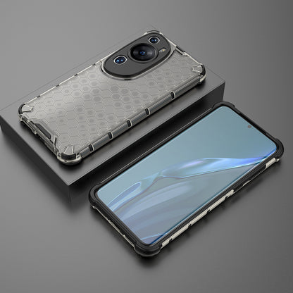 For Huawei P60 Art Anti-fingerprint Honeycomb Texture Phone Case Anti-drop TPU+PC Smartphone Cover