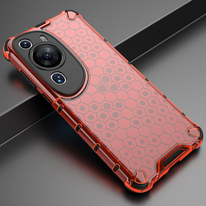 For Huawei P60 Art Anti-fingerprint Honeycomb Texture Phone Case Anti-drop TPU+PC Smartphone Cover