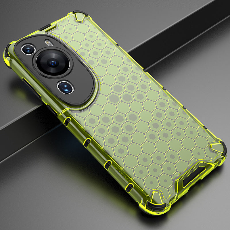 For Huawei P60 Art Anti-fingerprint Honeycomb Texture Phone Case Anti-drop TPU+PC Smartphone Cover