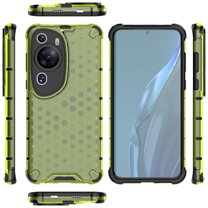 For Huawei P60 Art Anti-fingerprint Honeycomb Texture Phone Case Anti-drop TPU+PC Smartphone Cover