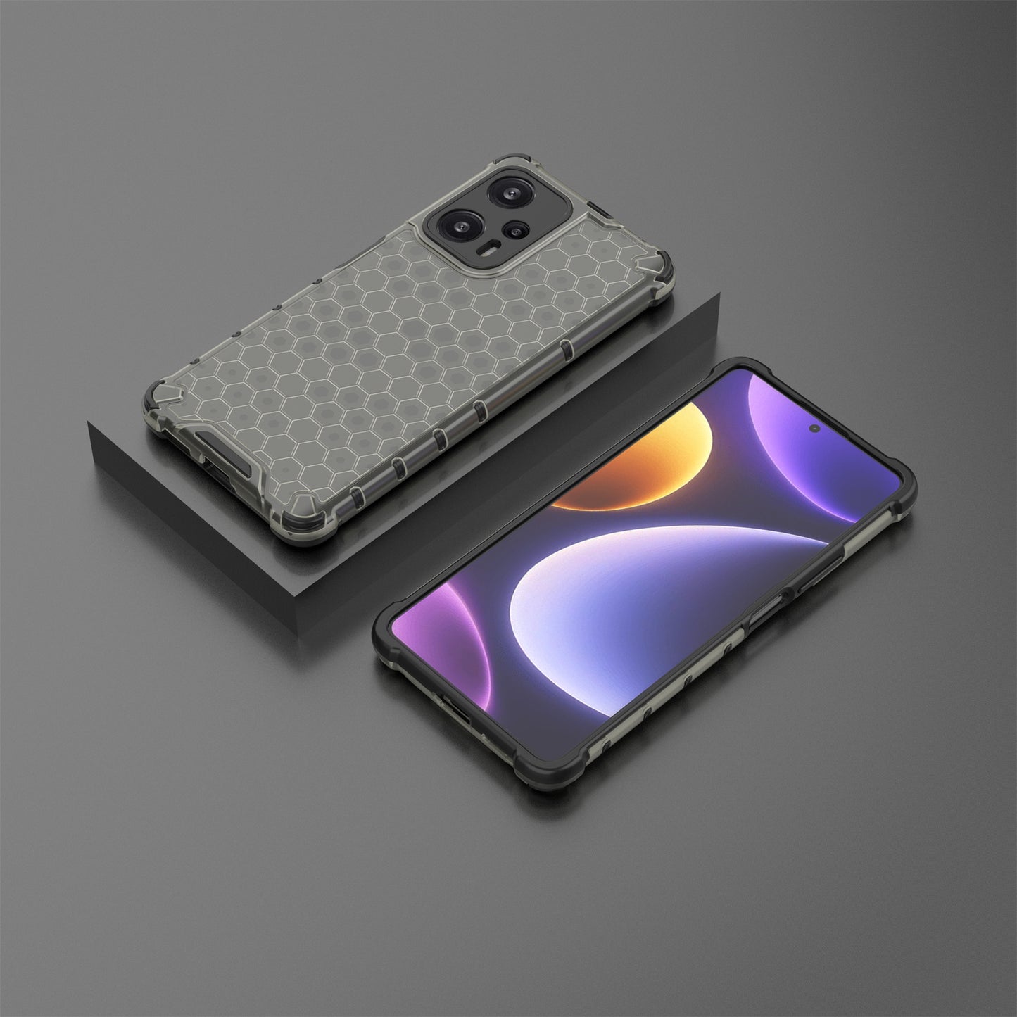 For Xiaomi Redmi Note 12 Turbo / Poco F5 5G Phone Case TPU+PC Honeycomb Texture Cover