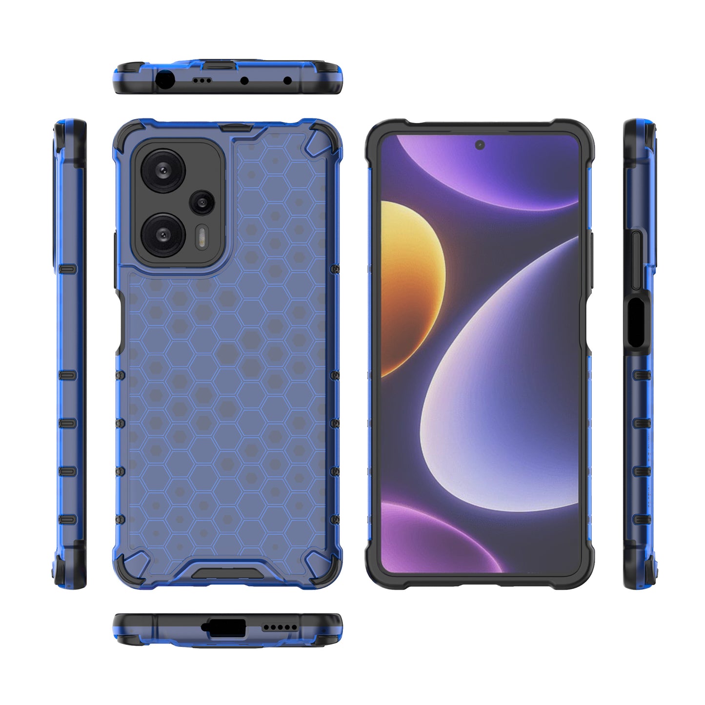 For Xiaomi Redmi Note 12 Turbo / Poco F5 5G Phone Case TPU+PC Honeycomb Texture Cover