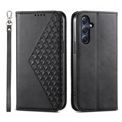 Phone Leather Case for Samsung Galaxy M54 5G / F54 5G , Imprinted Rhombus Pattern Wallet Stand Cover