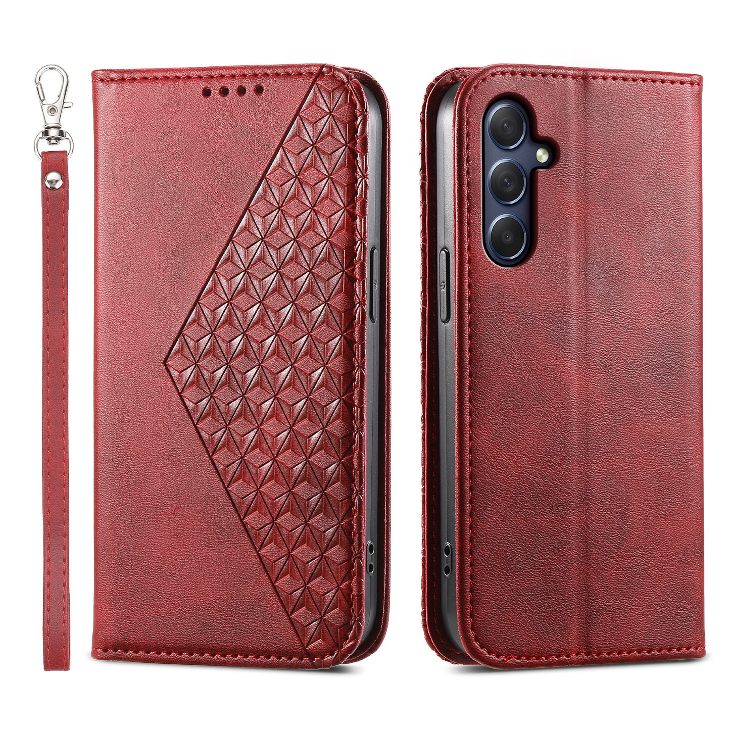 Phone Leather Case for Samsung Galaxy M54 5G / F54 5G , Imprinted Rhombus Pattern Wallet Stand Cover