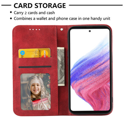 Phone Leather Case for Samsung Galaxy M54 5G / F54 5G , Imprinted Rhombus Pattern Wallet Stand Cover