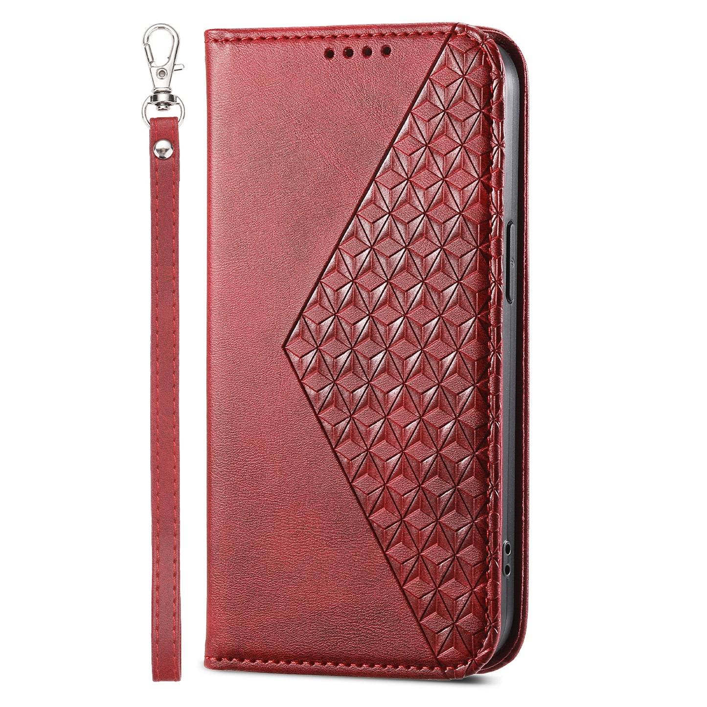 Phone Leather Case for Samsung Galaxy M54 5G / F54 5G , Imprinted Rhombus Pattern Wallet Stand Cover
