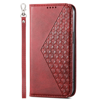Phone Leather Case for Samsung Galaxy M54 5G / F54 5G , Imprinted Rhombus Pattern Wallet Stand Cover
