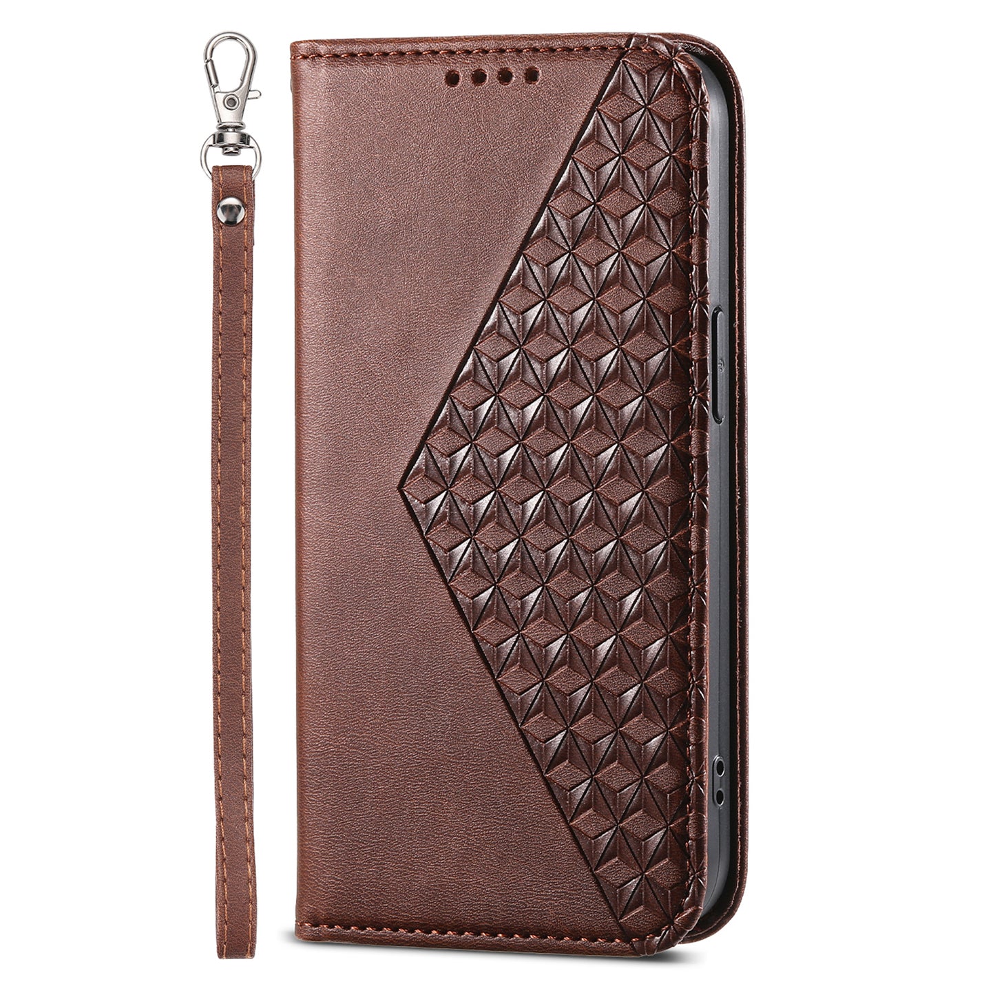 Phone Leather Case for Samsung Galaxy M54 5G / F54 5G , Imprinted Rhombus Pattern Wallet Stand Cover