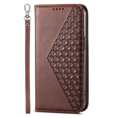 Phone Leather Case for Samsung Galaxy M54 5G / F54 5G , Imprinted Rhombus Pattern Wallet Stand Cover