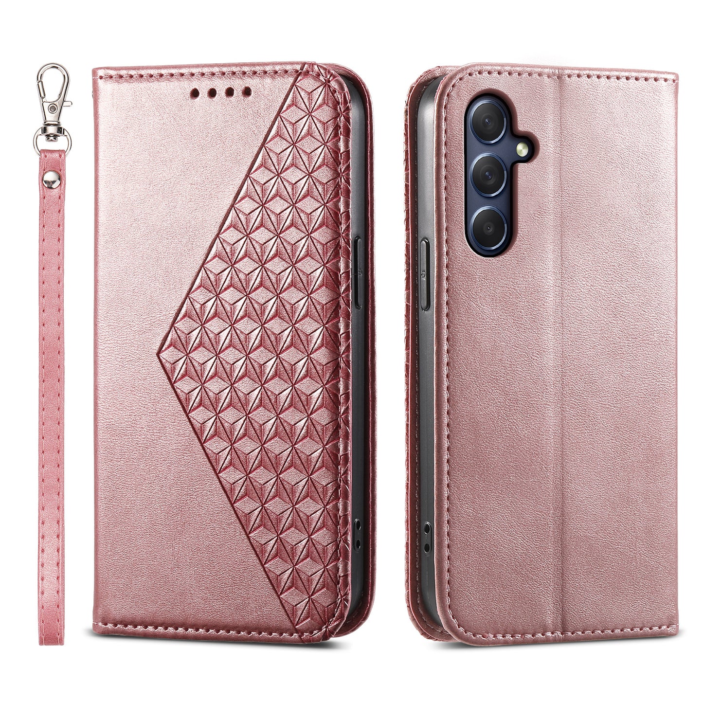Phone Leather Case for Samsung Galaxy M54 5G / F54 5G , Imprinted Rhombus Pattern Wallet Stand Cover
