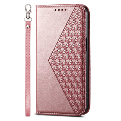 Phone Leather Case for Samsung Galaxy M54 5G / F54 5G , Imprinted Rhombus Pattern Wallet Stand Cover