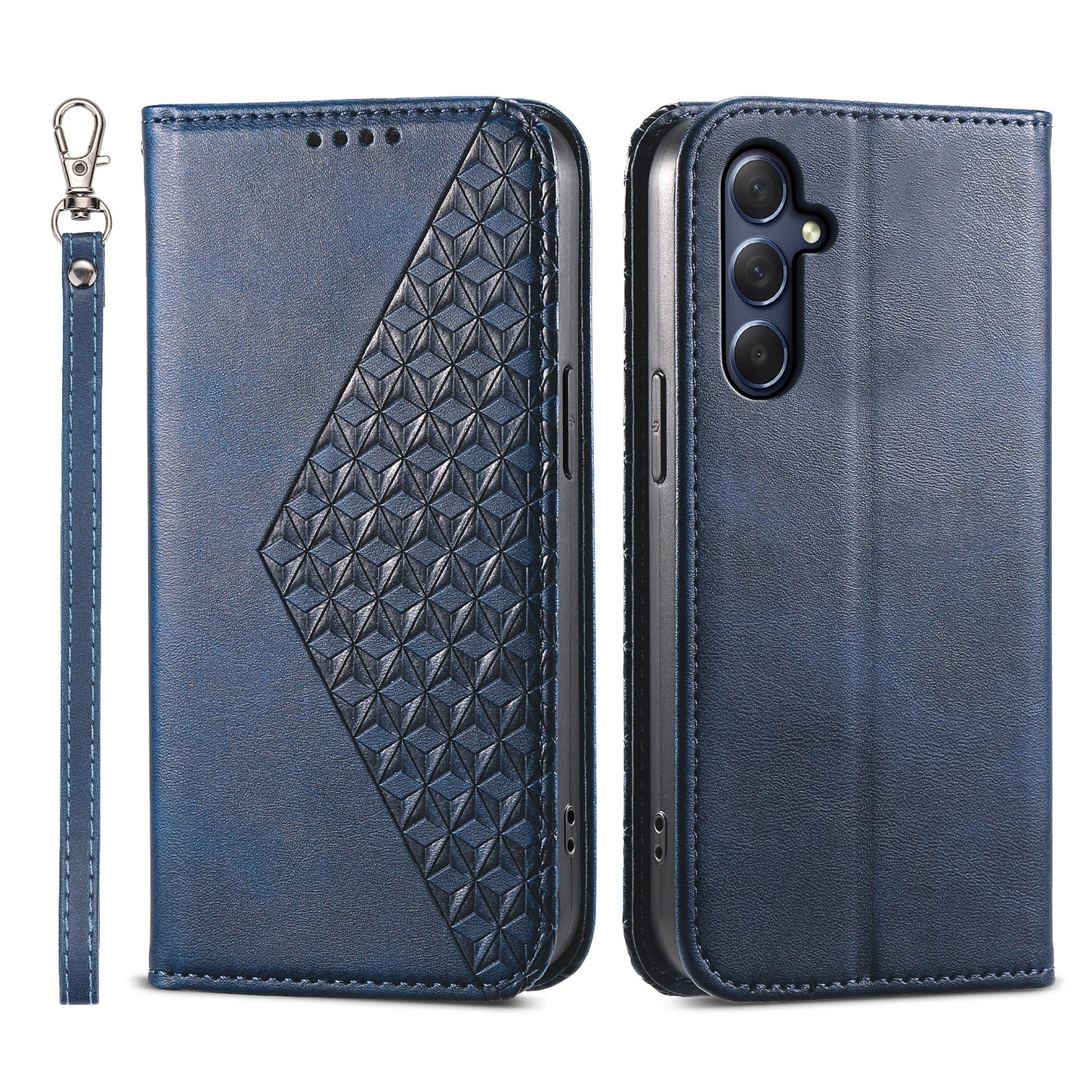 Phone Leather Case for Samsung Galaxy M54 5G / F54 5G , Imprinted Rhombus Pattern Wallet Stand Cover