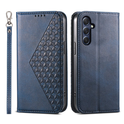 Phone Leather Case for Samsung Galaxy M54 5G / F54 5G , Imprinted Rhombus Pattern Wallet Stand Cover