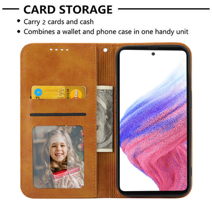 Phone Leather Case for Samsung Galaxy M54 5G / F54 5G , Imprinted Rhombus Pattern Wallet Stand Cover