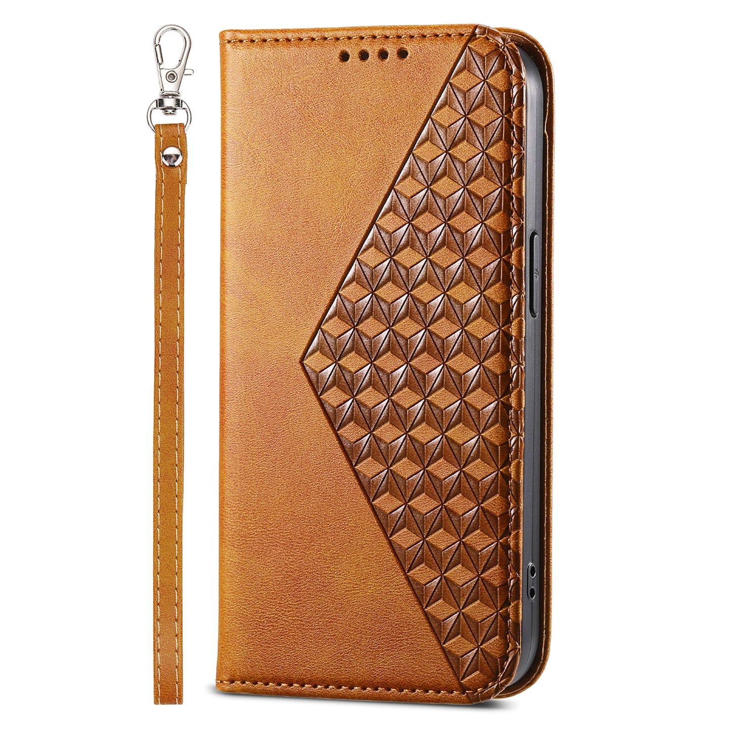 Phone Leather Case for Samsung Galaxy M54 5G / F54 5G , Imprinted Rhombus Pattern Wallet Stand Cover