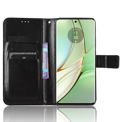 For Motorola Edge 40 5G Crazy Horse Texture TPU + PU Leather Case Wallet Phone Stand Cover with Strap