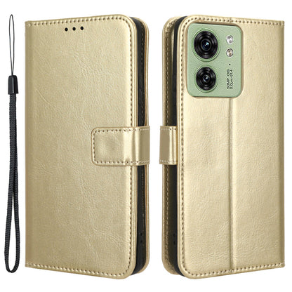 For Motorola Edge 40 5G Crazy Horse Texture TPU + PU Leather Case Wallet Phone Stand Cover with Strap