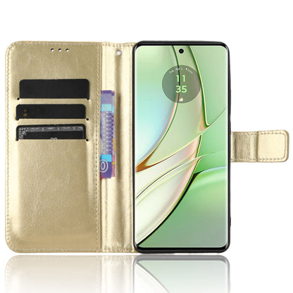 For Motorola Edge 40 5G Crazy Horse Texture TPU + PU Leather Case Wallet Phone Stand Cover with Strap