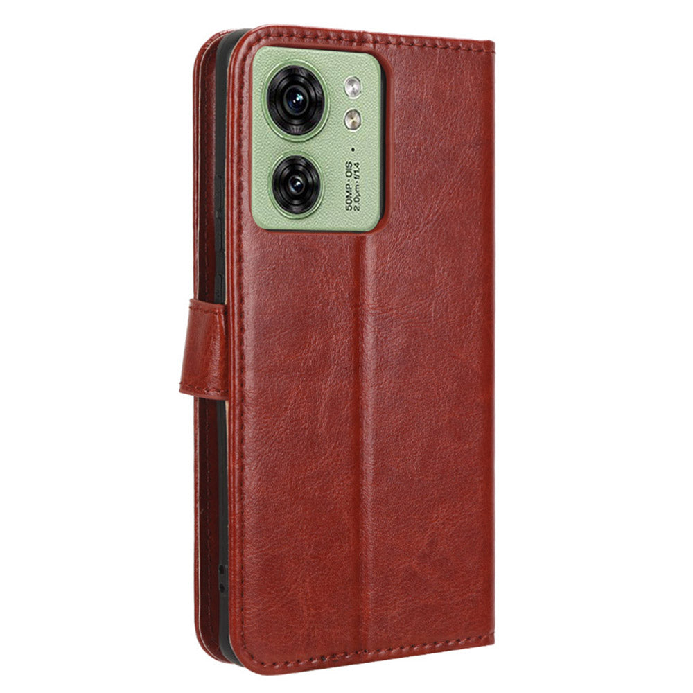 For Motorola Edge 40 5G Crazy Horse Texture TPU + PU Leather Case Wallet Phone Stand Cover with Strap